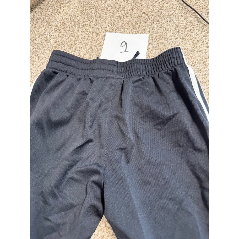 Adidas Youth Boys Track Pants Black White Stripe Size M 10/12 Athletic Pants